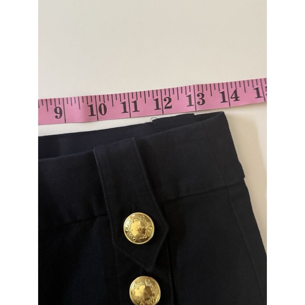 Lilly Pulitzer Parrish Crop Flare Pants Black Sailor Gold Buttons Preppy Size 4 - Picture 8 of 14